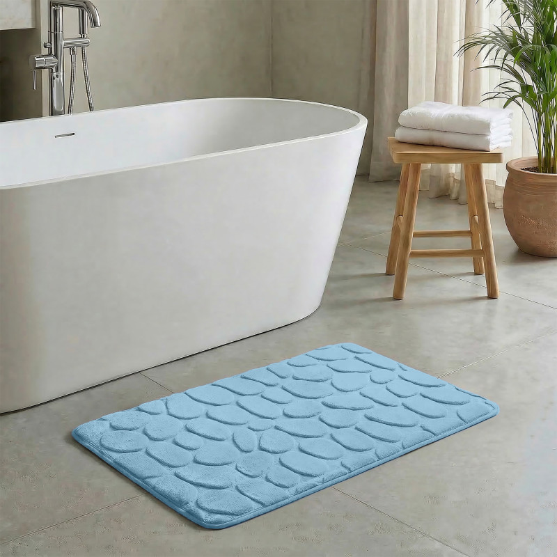 MSV Badematte PEBBLE Mikrofaser 40X60cm Hellblau