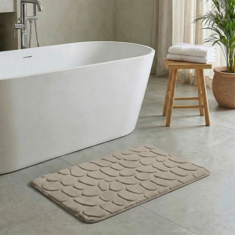 MSV Badematte PEBBLE Mikrofaser 40x60cm Beige