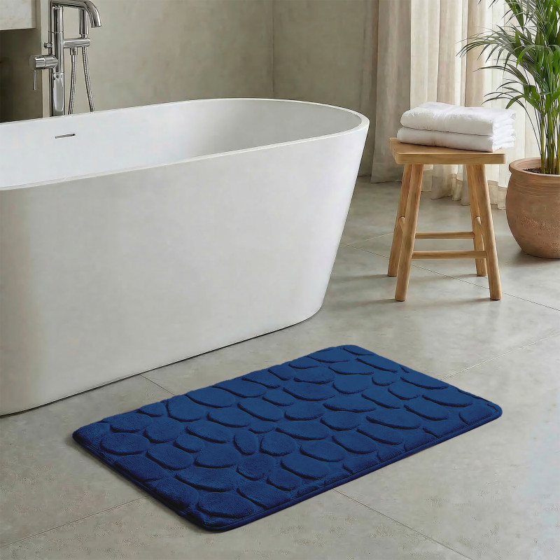 Tapis de bain Microfibre PEBBLE 40x60cm Bleu Marine MSV