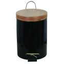 Papelera con pedal Acero y Bambú AZA 3L Negro MSV