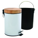 Papelera con pedal Acero y Bambú AZA 3L Blanco MSV