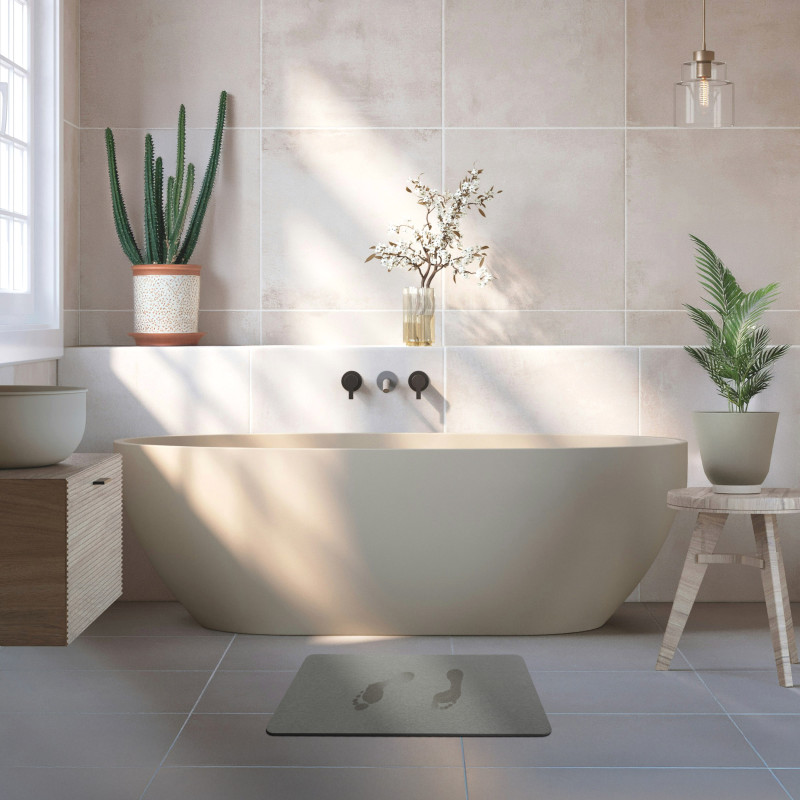 Alfombrilla de baño de diatomita gris medio 60 x 39 cm MSV