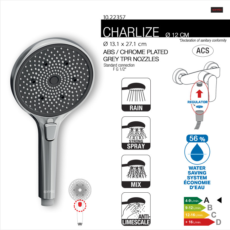 Pommeau de douche en ABS Charlize Spirella