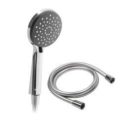 Pommeau de douche MSV Isao Ø 100 mm avec flexible 150 cm – 3 fonctions – Économie d'eau 69 % – Chromé