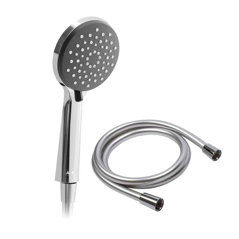 Pommeau de douche MSV Isao Ø 100 mm avec flexible 150 cm – 3 fonctions – Économie d'eau 69 % – Chromé