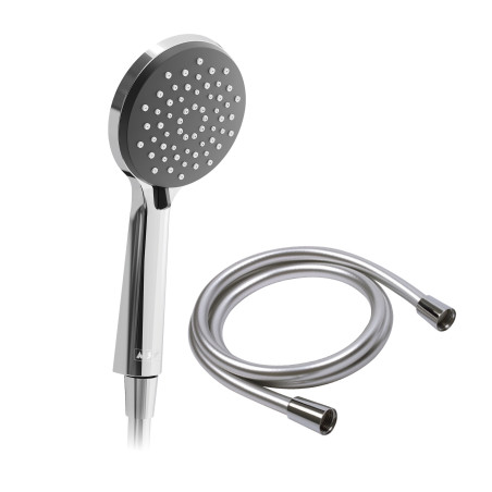 Pommeau de douche MSV Isao Ø 100 mm avec flexible 150 cm – 3 fonctions – Économie d'eau 69 % – Chromé