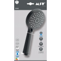 Pommeau de douche MSV Isao Ø 100 mm avec flexible 150 cm – 3 fonctions – Économie d'eau 69 % – Noir matt