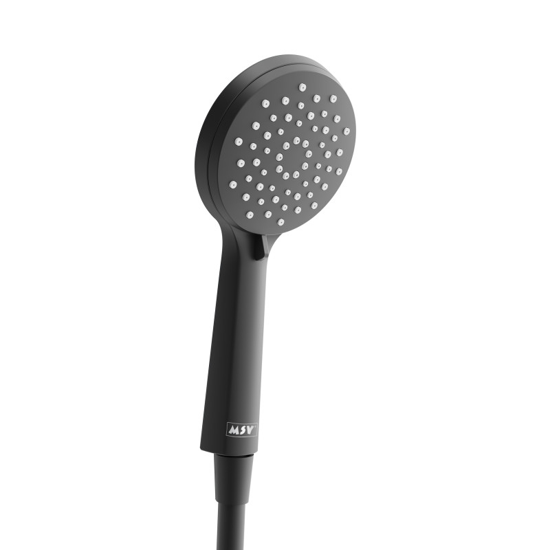 Pommeau de douche MSV Isao Ø 100 mm avec flexible 150 cm – 3 fonctions – Économie d'eau 69 % – Noir matt