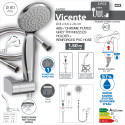Vicente Handbrause-Set Chrom Ø80 mm mit Wandhalterung und 150 cm PVC-Brauseschlauch
