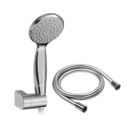 Vicente Handbrause-Set Chrom Ø80 mm mit Wandhalterung und 150 cm PVC-Brauseschlauch