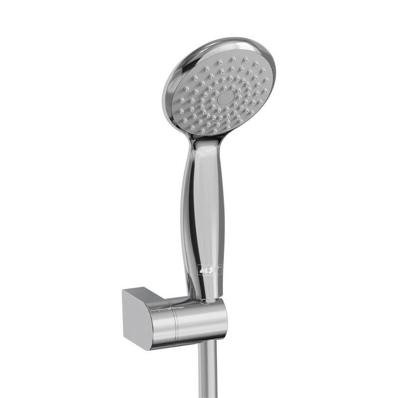 Vicente Handbrause-Set Chrom Ø80 mm mit Wandhalterung und 150 cm PVC-Brauseschlauch