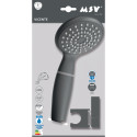 Set de Ducha de Mano Vicente Negro mate Ø80 mm con Soporte de Pared y Flexo PVC de 150 cm