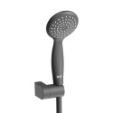Set de Ducha de Mano Vicente Negro mate Ø80 mm con Soporte de Pared y Flexo PVC de 150 cm