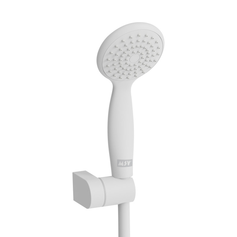 Pommeau de douche Vicente Blanc matt Ø 80 mm avec support mural et flexible 150 cm