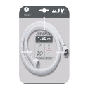 Flexible de douche MSV Teddy 1,50 m Ø14 mm – Double verrouillage anti-torsion – Blanc mat