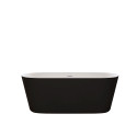 Freistehende Badewanne Anabelle 170 x 75 cm – Acryl Matt Schwarz – Mittiger Ablauf