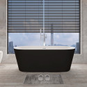 Freistehende Badewanne Anabelle 170 x 75 cm – Acryl Matt Schwarz – Mittiger Ablauf