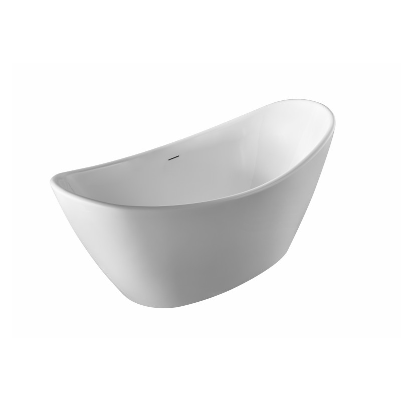 Bañera exenta 170 x 80 cm – Acrílico blanco brillante – Rebosadero de ranura integrado