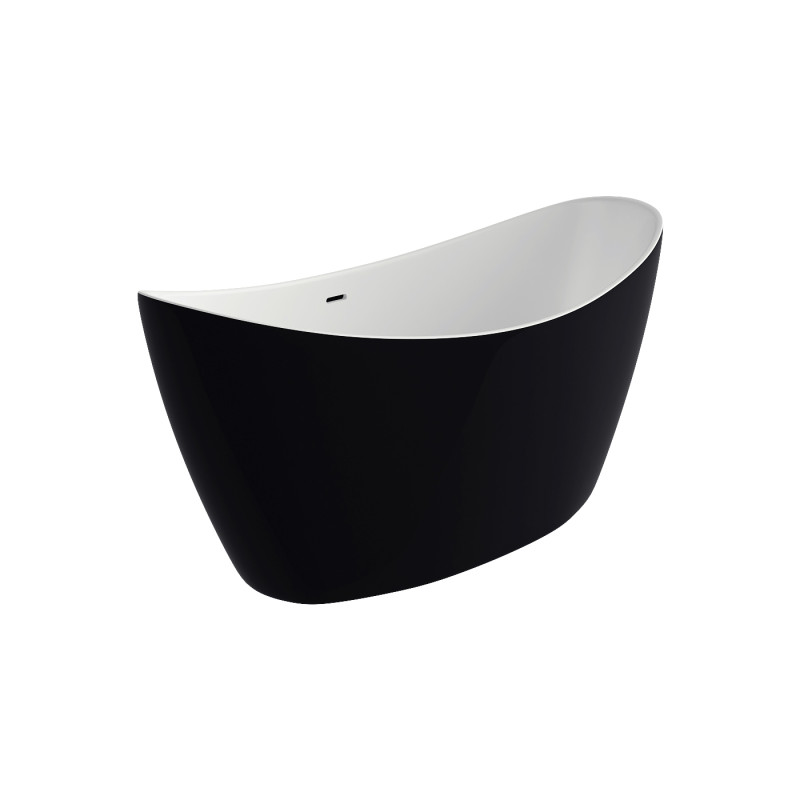 Vasca da bagno freestanding 170 x 80 cm – Acrilico nero opaco – Troppo pieno a fessura integrato