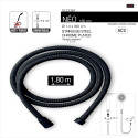 Flexible de douche inox NÉO 1,80 m – Anti-torsion – Connexion universelle F 1/2 – Certification ACS – Noir Ø 14 mm