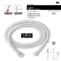 Flexible de douche inox NÉO 1,80 m – Anti-torsion – Connexion universelle F 1/2 – Certification ACS – Blanc Ø 14 mm