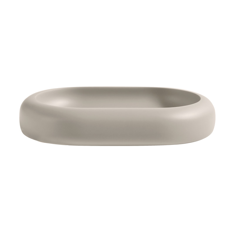 Seifenschale ZAC aus Polyresin – matte Greige-Oberfläche, modernes und minimalistisches Design
