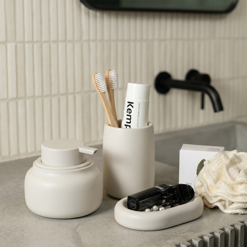 Porte-savon ZAC en polyresine – finition greige mate, design moderne