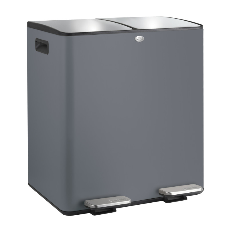 Selective Sorting Bin 40L ALIYA (2x20L) Matt Gray Steel Spirella