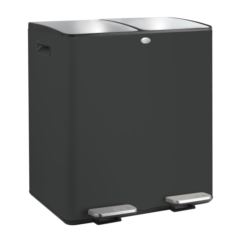 Poubelle Tri Sélectif ALIYA 40L (2x20L) Acier Noir mat Spirella