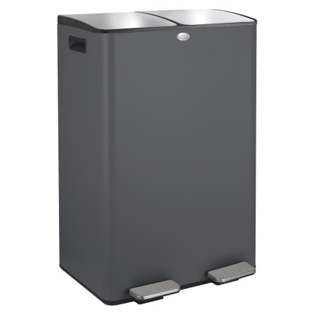 Poubelle tri Sélectif ALIYA 60L (2x30L) Acier Gris mat Spirella