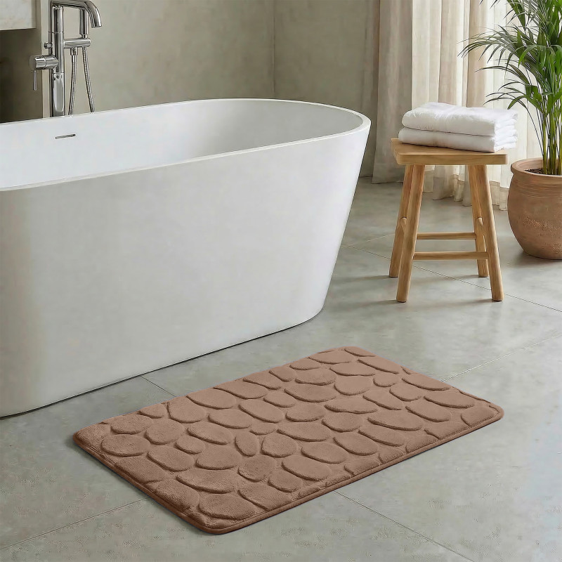 ALFOMBRILLA DE BAÑO DE ESPUMA DE GUIJARROS CAPPUCCINO 50X80 CM
