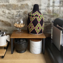 Estante de soporte de cocina independiente Diseño industrial Bambú y Acero ELIE Negro mate MSV