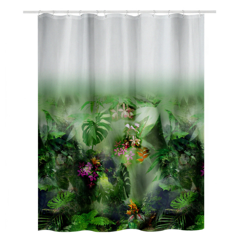 Rideau de douche Polyester JUNGLE 180x200cm Vert Spirella