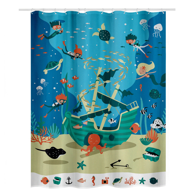 Polyester Shower curtain PIRATES 180x200cm Spirella Blue