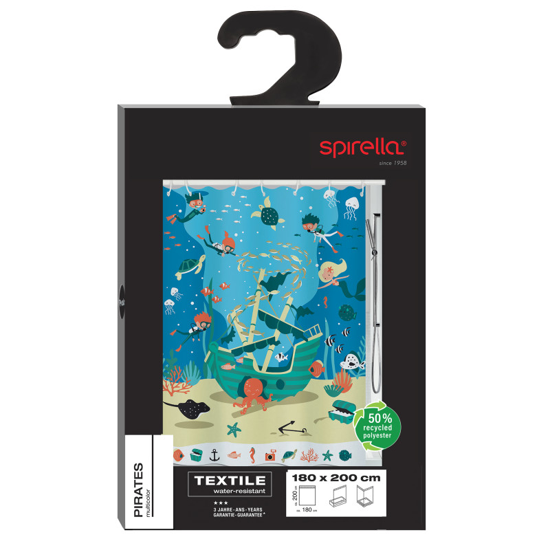 Tenda da doccia Poliestere PIRATI 180x200cm Spirella Blu