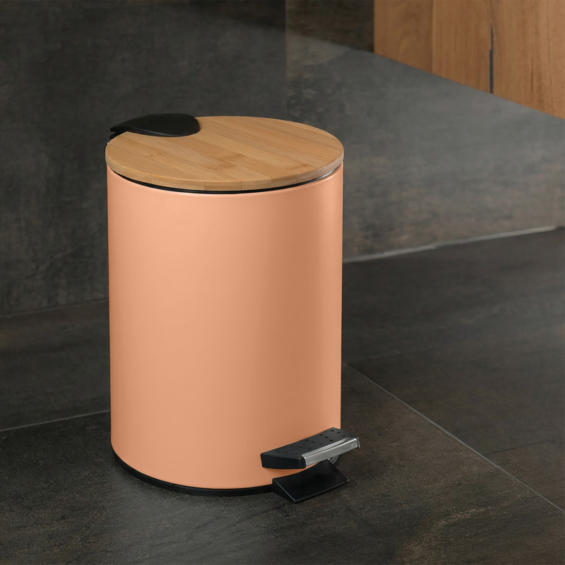 Spirella Badezimmer Treteimer Steel & Bamboo ADONIS 3L Pfirqsich matt