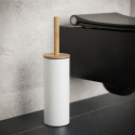 Toilet brush with steel & bamboo holder ADONIS Matte white - Resistant silicone bristles Spirella