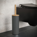 Brosse wc avec support Acier & Bambou ADONIS Gris Foncé mat - Poils résistants en silicone Spirella