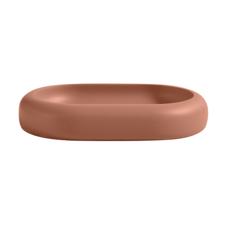 ZAC Soap Dish in Polyresin – Matte Terracotta Finish, Modern Minimalist Design