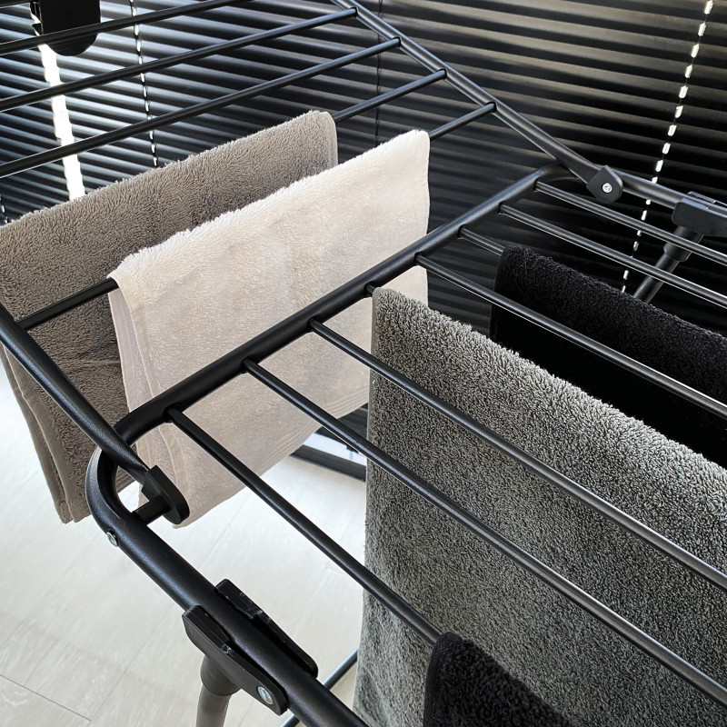 Steel winged laundry drying rack 18M Matt black MSV