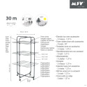 Etendoir Tour 3 Niveaux 30M Acier Blanc avec panier MSV