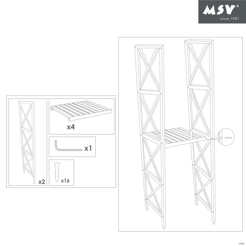 Etagère 4 Niveaux en Bambou 36,5x33x119cm MSV