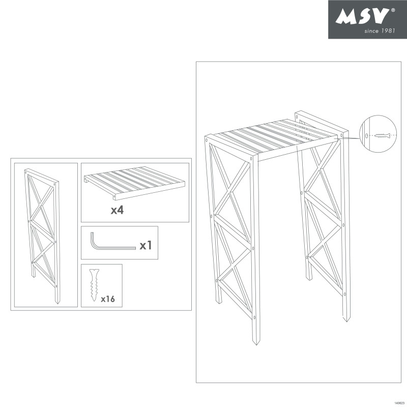 Etagère 3 Niveaux en Bambou 36,5x33x85cm MSV