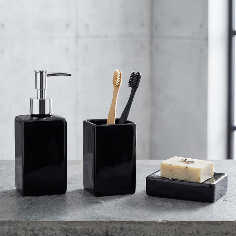 Porte savon Céramique QUADRO Noir Spirella