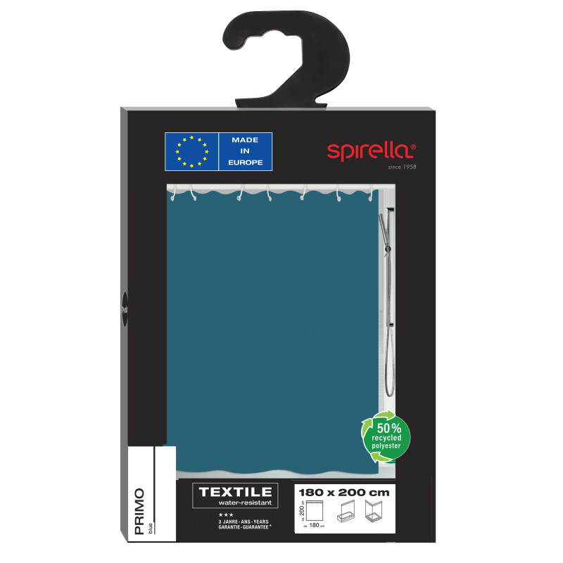Spirella Duschvorhang PRIMO Polyester 180x200cm Blau
