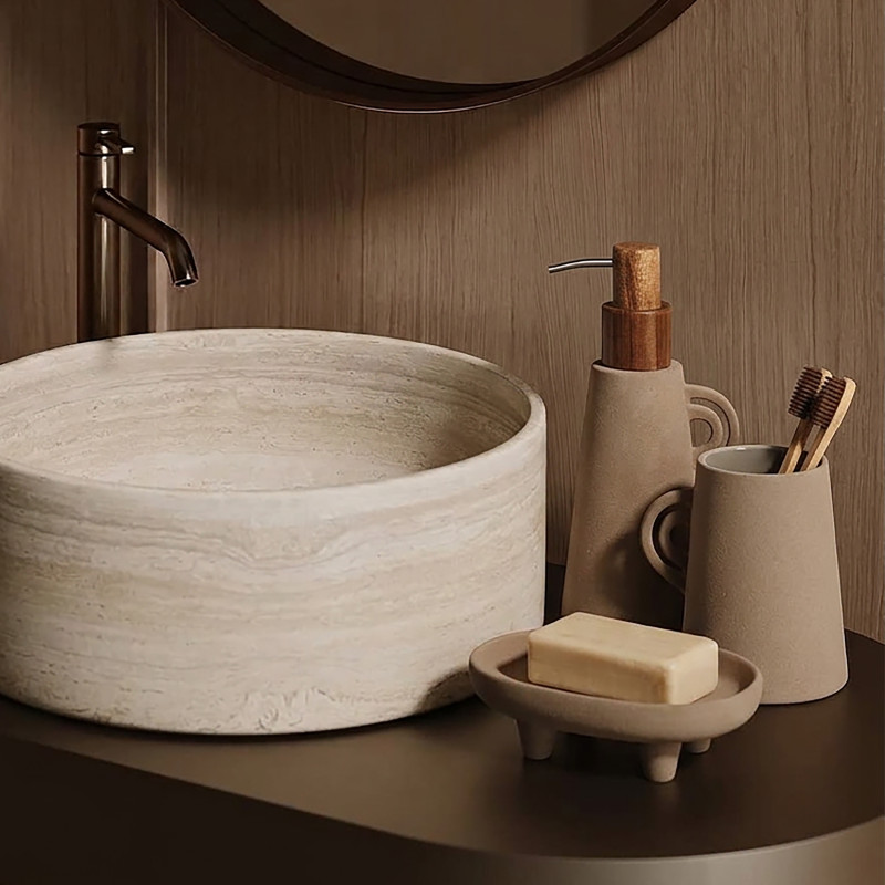 Stoneware tumbler ORGANIC Cappuccino Spirella