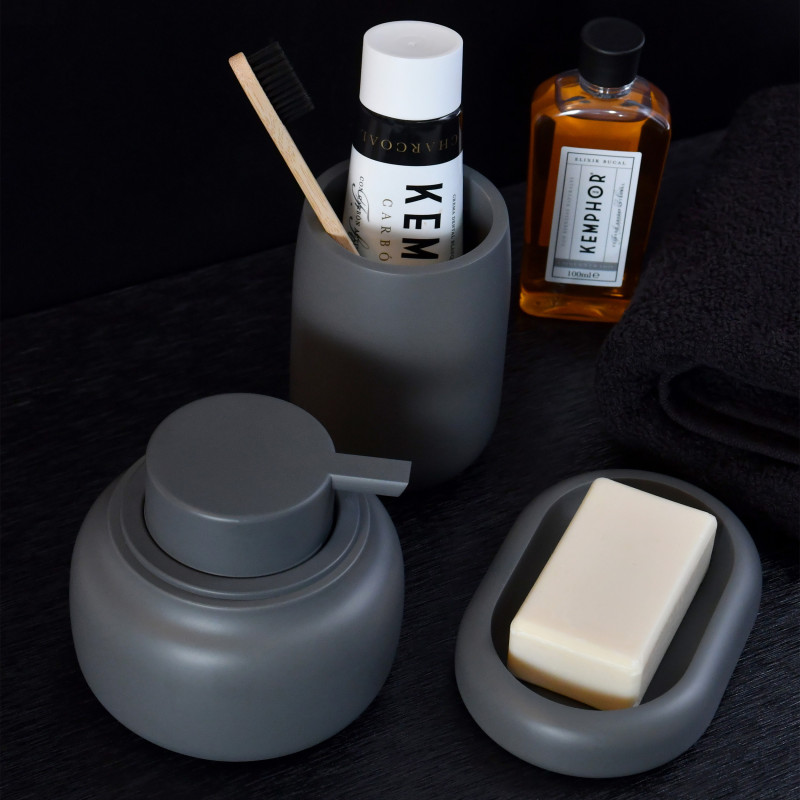 Dispensador de jabón ZAC de poliresina – 180 ml, acabado gris oscuro mate