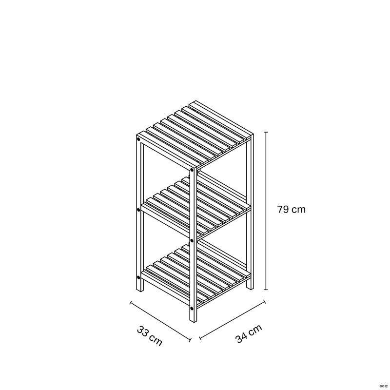 Etagère 3 Niveaux Bambou & MDF Bambou & Blanc MSV