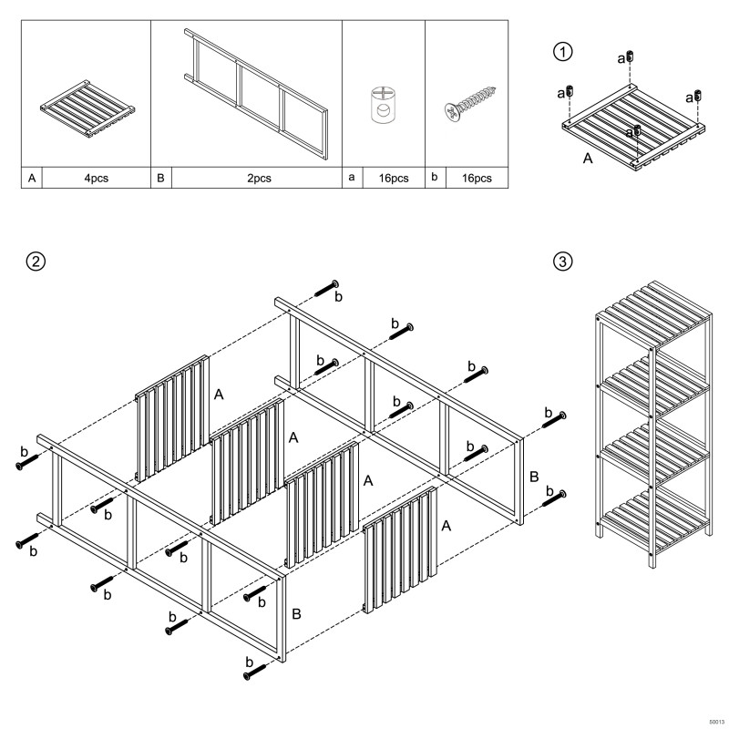 Etagère 4 Niveaux Bambou & MDF Blanc MSV