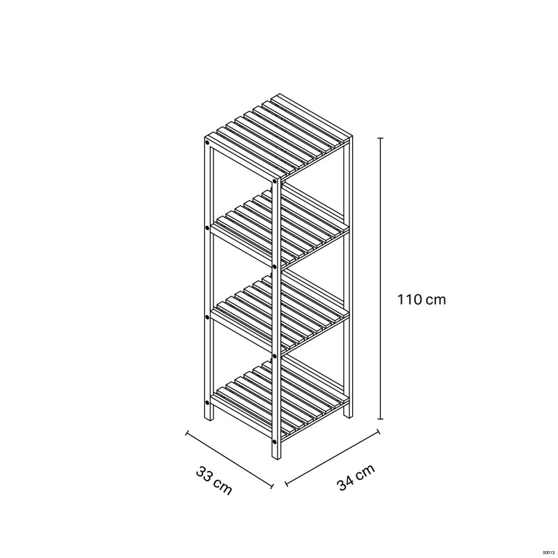 Etagère 4 Niveaux Bambou & MDF Blanc MSV